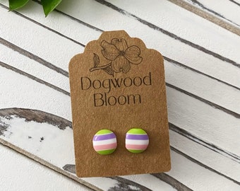 Green, Purple, Pink & White Striped Studs