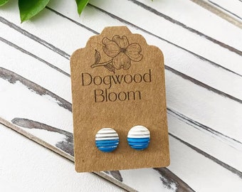 White & Blue Striped Studs