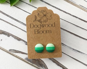 Green Ombré Striped Studs