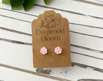 Tiny Pinwheel Candy Earrings in Light Pink