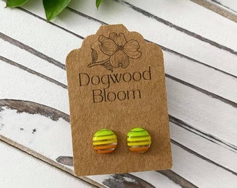 Green, Yellow & Orange Striped Studs