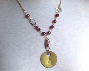 Fun and Flirty Brass Tag and Fresh Water Pearl Necklace, CeeCeeDesigns on Etsy