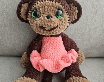 Handgemaakt gehaakt aapspeelgoed: zacht pluche amigurumi-kinderkamerdecoratie