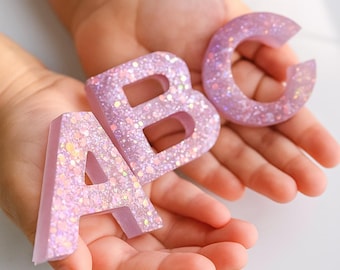 Purple Resin Alphabet Letters: Montessori Sensory Learning Toy, Purple Upper Case Letter Set
