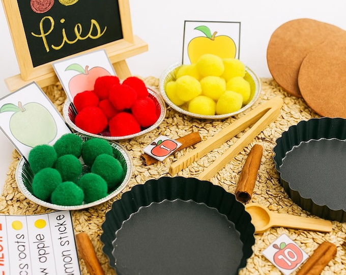 Apple Pie Sensory Learning Kit,  Pretend Baking Activity for Toddlers & Preschool