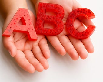 Red Child-Safe Resin Alphabet Letters: Montessori Sensory Learning Toy, Red Upper Case Letter Set