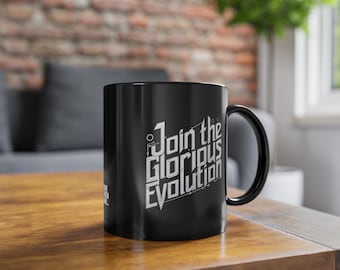 GMS "Gå med i den härliga utvecklingen"-mugg, Arcane League of Legends Viktor-citat, svart, spelmerchandise