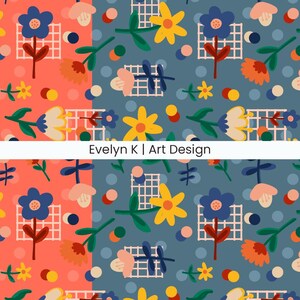 Nicht exklusives, nahtloses Muster, Rapport, Blumen, Druck, digitaler Textildruck, Blumen, Stoffdesign, Kinder, rosa, Stoffmuster, bunt