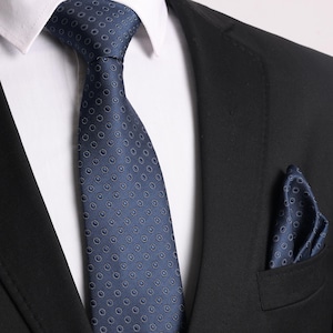 Hand Made Navy Blue Color Small Patterned 7.5 cm. Handkerchief Tie, Special Day Tie, Engagement Tie, Gift Tie, Business Tie,