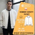 Bomber Varsity Jacket Sewing Pattern PDF – Men's XS-5XL, A0 A4 US Letter Printable Pattern