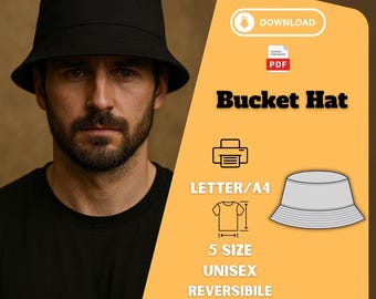 Reversible Bucket Hat Sewing Pattern: Unisex Sun Hat, Beginner Friendly (PDF Download)