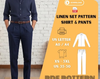 Slim Fit Linen Shirt & Pants Set – Lightweight Elegant Casual Outfit