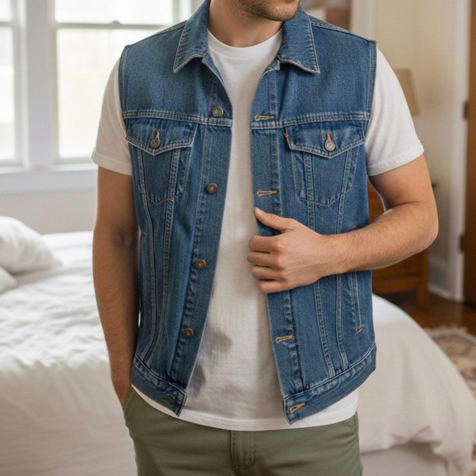 Men’s Denim Vest Sewing Pattern PDF – Classic Button-up Vest Template ...