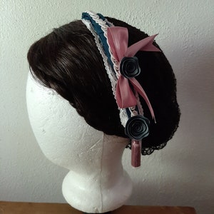 Victorian Civil War Ribbon Hair Net with Tassel and Bow