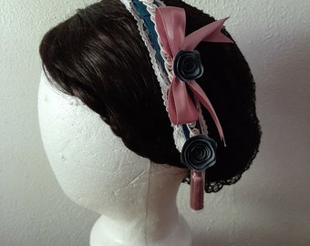 Victorian Civil War Ribbon Hair Net with Tassel and Bow
