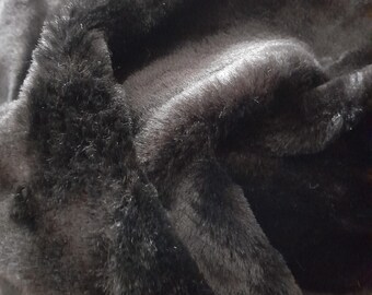 Black Faux Fur Fabric Remnant