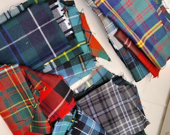 Wool Tartan Remnants, Variety of Patterns and Colours