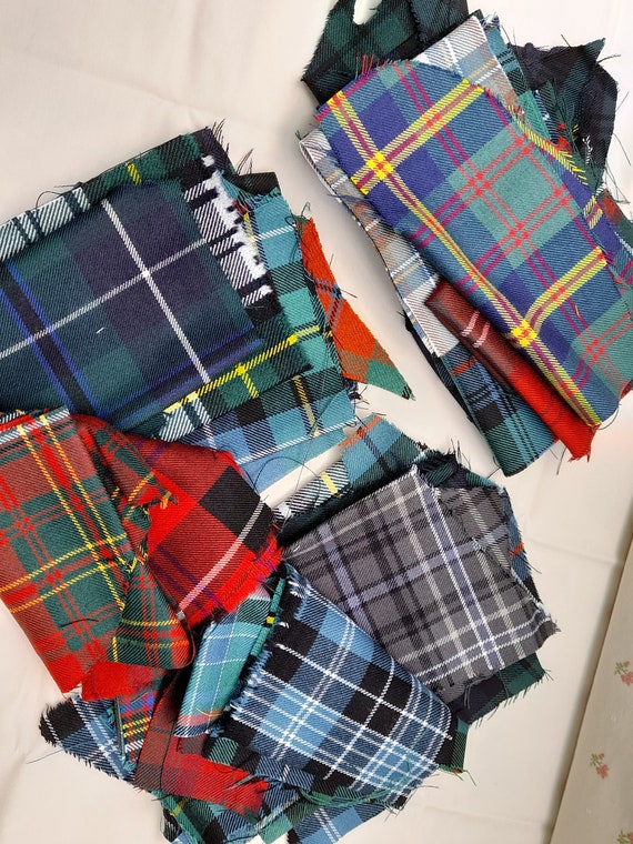 Wool Tartan Remnants, Variety of Patterns and Colours