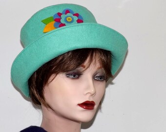 Bright Colour Felt Hat with Brim, Choice of Colours Available ©