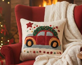 Christmas Cushion Punch Needle Pattern: DIY Make Your Own Craft Digital Kit