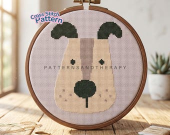 Dog Cross Stitch Chart Pattern: Animal Portrait Motif PDF Template