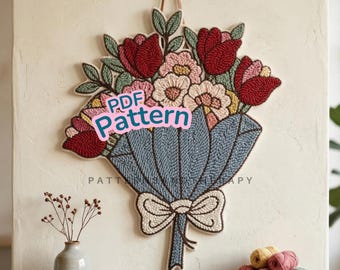 Eternal Flower Punch Needle Pattern: Handmade Bouquet Gift Digital Template