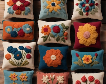 スミレ　花柄刺繍クッション　ニードルポイントクッション パンチニードルキット クッション 花柄ポピー | DIY パンチニードル