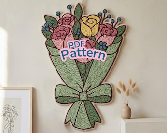 Eternal Rose Bouquet Gift Template: Punch Needle Pattern Digital Download