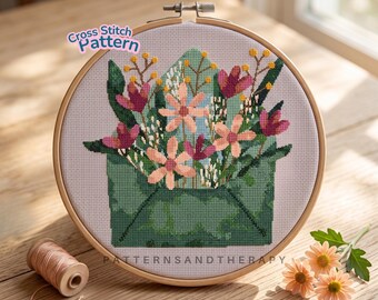 Flower Cross Stitch Chart Pattern Template PDF