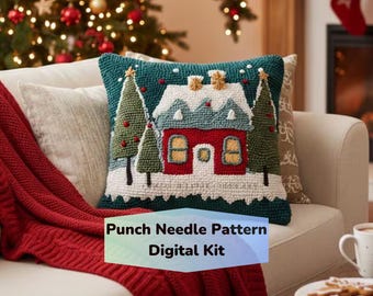 Holiday Cushion Punch Needle Pattern: Christmas Gift for Crafters