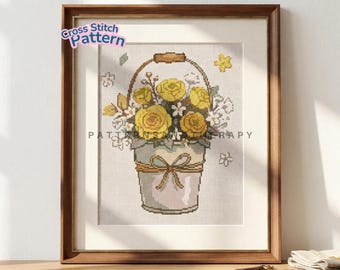 Flower Cross Stitch Chart Pattern Template PDF
