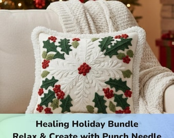Christmas Punch Needle Pattern BUNDLE: Healing Holiday Relax & Create Craft Pack