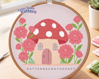 Mushroom Cross Stitch Chart Pattern Template PDF