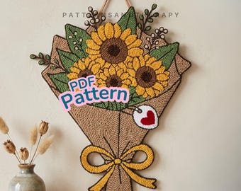 Eternal Sunflower Punch Needle Pattern: Handmade Bouquet Motif Gift Digital Template
