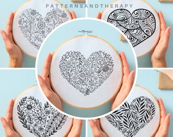 Valentines Day Love Hearth Punch Needle Pattern, Galentines Day DIY Gift, Throw Pillow Case, Cushion Cover Craft, Trendy Embroidery Template
