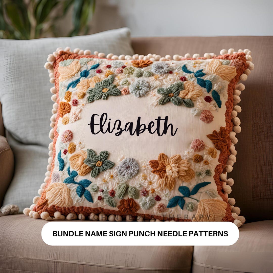 Personalized Name Sign Punch Needle DIY Gift for Her, Custom Cushion ...