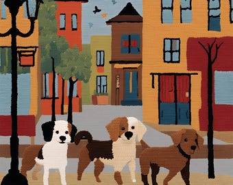 Dog Lover Punch Needle Pattern, Hand Tufted Cushion Cover Motif (Digital Download)