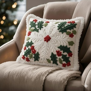 DIY Weihnachtsgeschenk für Sie Stanznadel Kissenbezug Muster, Urlaub Nadelspitze Erwachsenen Handwerk, Weihnachten Crewel Kissenbezug Kreuzstich PDF