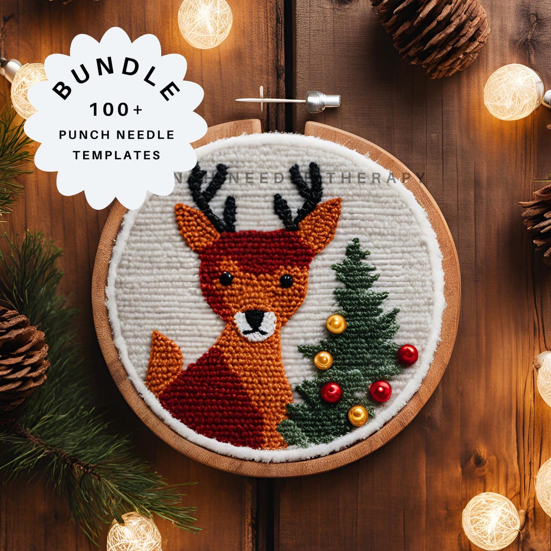 Christmas Drink Coaster Punch Needle Pattern, Xmas Holiday Crewelwork ...