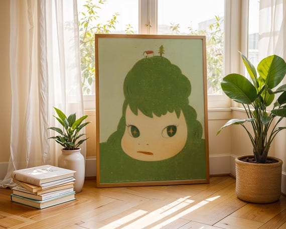8K UHD Yoshitomo Nara Poster Green Mountain Yoshitomo Nara Print