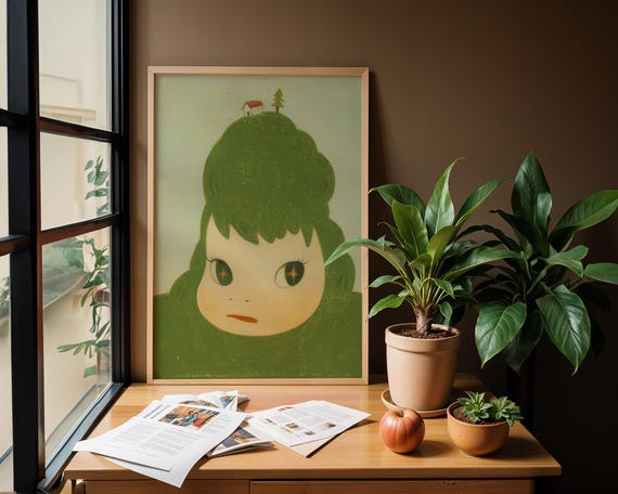 8K UHD Yoshitomo Nara Poster Green Mountain Yoshitomo Nara Print