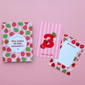 Cartes Etapes avec Pochette Collection FRAISE Souvenirs première année bébé, Mois anniversaire, Cadeau Naissance petite enfance