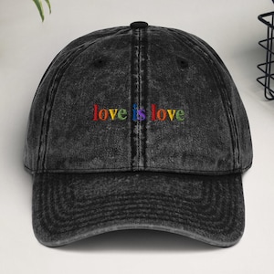 LOVE IS LOVE, Hat, Embroidered Hat, Queer Hat, Lgbtq Hat, Pride Hat, Vintage Hat, Csd Hat, Lgbtia Hat, Lesbian Hat, Gay Hat, Lgbtq Stuff