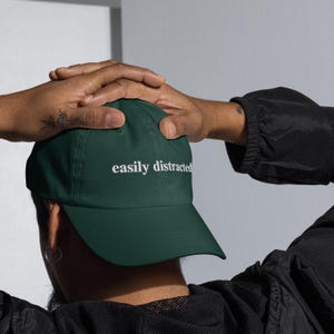 EASILY DISTRACTED, Cap, Embroidered Cap, Minimalistic design, Stylish hat, Baseball Hat, Vintage Hat, Vintage Cap, Vintage, Stylish Hat, Hat