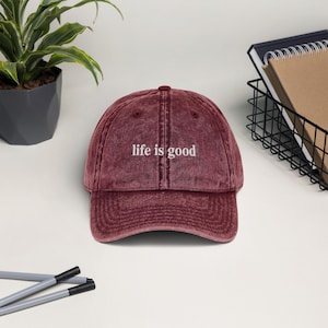 LIFE IS GOOD, Cap, Embroidered Cap, Minimalistic design, Stylish hat, Baseball Hat, Vintage Hat, Vintage Cap, Vintage, Stylish Hat, Hat