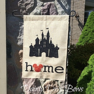 Burlap Garden Flag, Disney Garden Flag, Disney Flag, Burlap Flag, Personalized Garden Flag, Yard Art, New Home Gift, Disney Gift