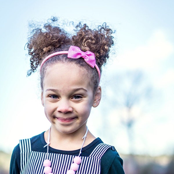 Glitter Headband, Sparkle Bow, Skinny Headband, Ribbon Wrapped Headband, Back to School, Toddler Headband, Girls Headband