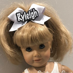Doll Cheer Bow, Personalized Cheer Bow, American Girl Doll, Glitter Cheer Bow, Bow for Doll, Doll Bow, 30 Colors, Cheer Gift