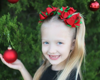 Red and Green Hair Bow, Christmas Bow, Christmas Hair Bow, Boutique Hair Bow, Red and Green Bow, Girls Hair Bow, Toddler Hair Bow, Red Bow