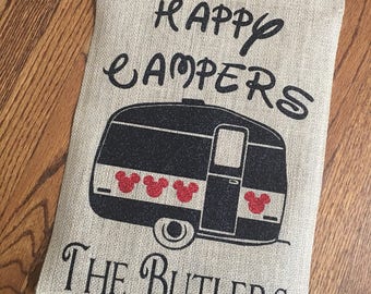 Disney Camping Garden Flag, Disney Decor, Happy Campers, Personalized Garden Flag, Disney Flag, Camping Decor, Garden Flag, Disney Campers
